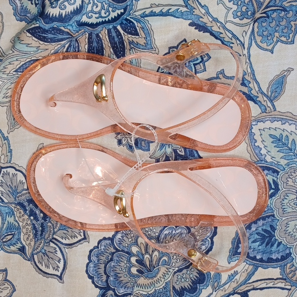 COACH Pink Sparkle Natalee Flat Toepost Sandals Size 10 NEW - Picture 8 of 12